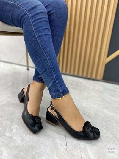 Tacones Para Mujer Flor Negros