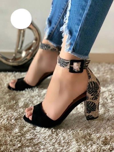 Tacones Para Mujer Flores Negros