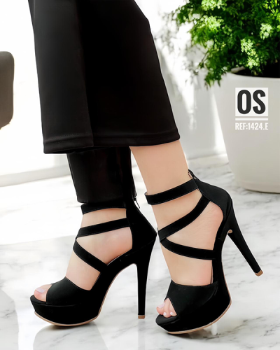 Tacones Para Mujer Negros Tacón Delgado