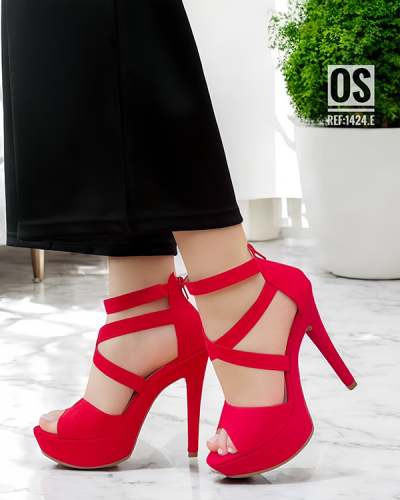Tacones Para Mujer Rojos Tacón Delgado