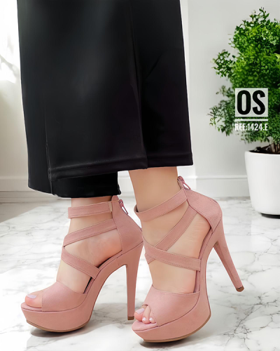 Tacones Para Mujer Rosa Tacon Delgado