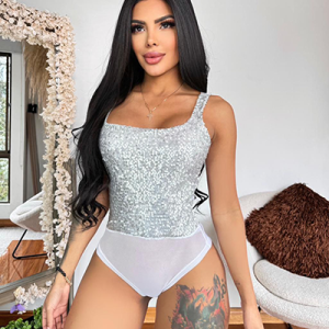 Body Para Mujer Blanco Brillante con Trasparencia