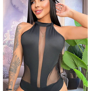 Body Para Mujer Negro Ebony Con Trasparencias