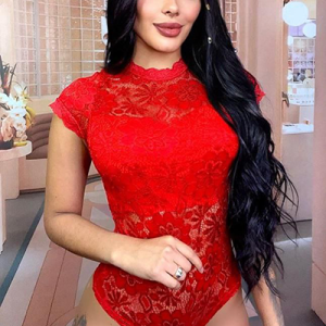 Body Para Mujer Rojo Encaje y Franja