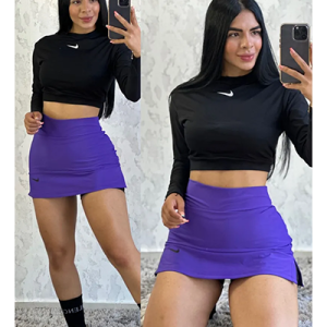 Conjunto Deportivo Buzo Falda Morado Negro