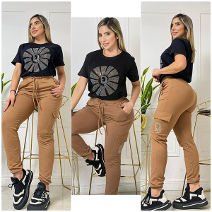 Conjunto Para Mujer Jogger y blusón Dior Café