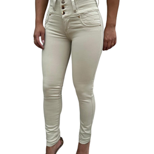 Jean Para Mujer Beige 4 Botones