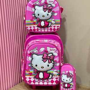 Maleta con Ruedas Para Niña Rosada Hello Kitty