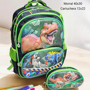 Morral Escolar para Niño Dinosaurio Black