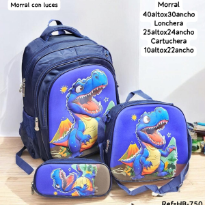 Morral niño dinosaurio