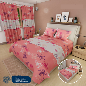 Sábanas Cama Doble Rosa Beige