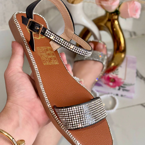 Sandalias Bajitas Brillantes Correas