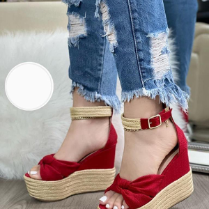 Sandalias Para Mujer Plataforma Yute Rojas