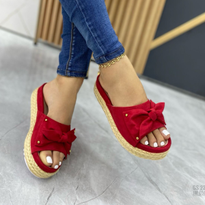 Sandalias Para Mujer Rojas Yute