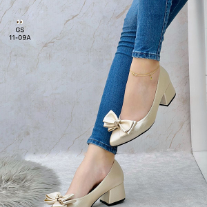 Tacones Para Mujer Corbatín Sencillos Dorados