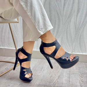 Tacones Para Mujer Correas Azul Oscuro