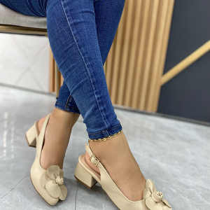 Tacones Para Mujer Flor Beige