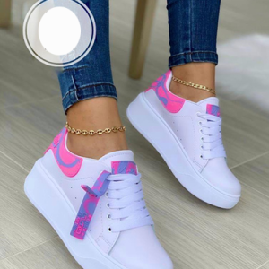 Tenis Para Mujer Caucho Mafy Blanco Rosa