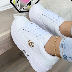 Tenis Para Mujer Gucci Doble Piso Blancas