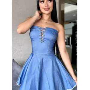 Vestido Para Mujer Azul Claro con Prenses