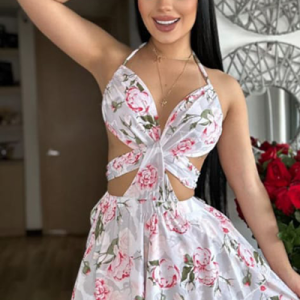 Vestido Para Mujer Floriado Blanco