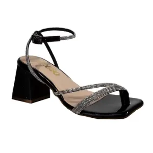 Tacones Para Mujer Negro Mid Piedras