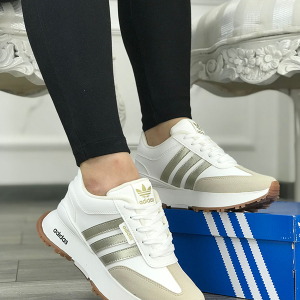 Zapatillas Para Mujer Adidas Blancas Franjas Doradas