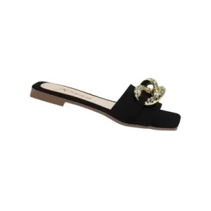 Sandalias Para Mujer Negro Gold: